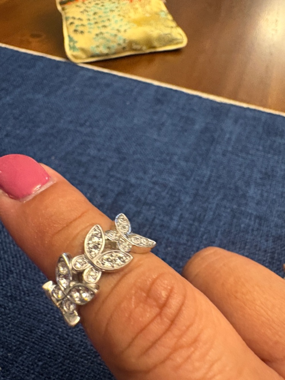 Silver Leaf Vine Crystal Ring - Women Jewelry